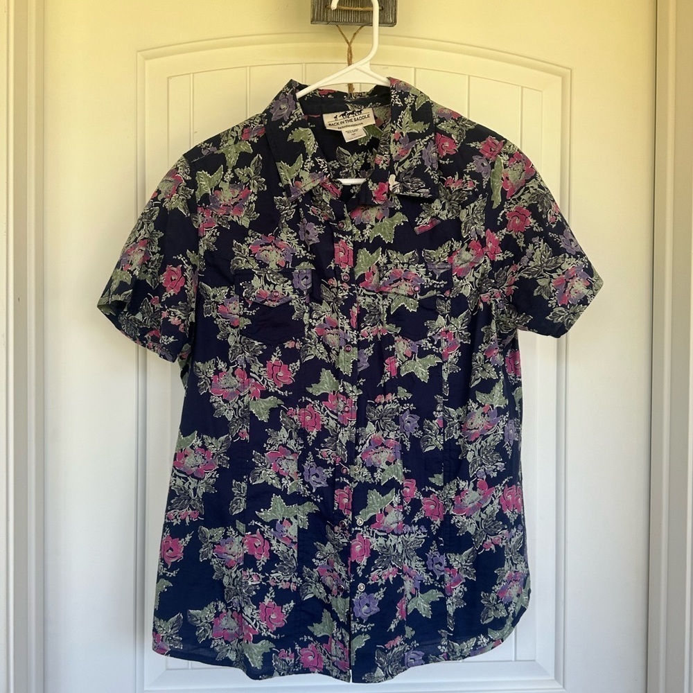 Back In the Saddle Floral Snap Front Western Shirt-Size Large